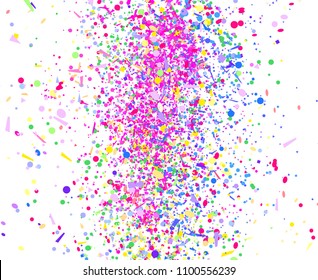 Confetti isolated on white. Background with multicolored glitters. Pattern for design. Print for polygraphy, posters, banners and textiles. Greeting cards. Luxury texture