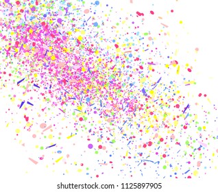 Confetti isolated on white. Geometric background with glitters. Pattern for design. Print for flyers, posters, banners and textiles. Greeting cards. Luxury texture