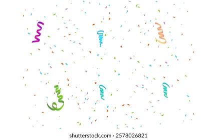 confetti isolated polygon Symbol on white background, Multi colored polygon shaped Spread confetti design. celebration template.