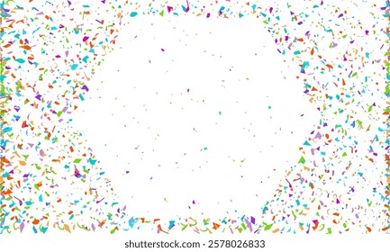 confetti isolated polygon Symbol on white background, Multi colored polygon shaped Spread confetti design. celebration template.