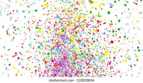 Confetti isolation on white. Luxury texture. Bright festive background with multicolored glitters. Pattern for design