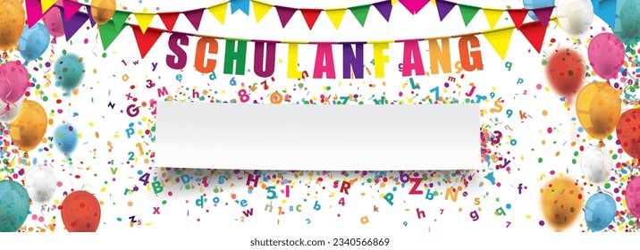 Cartas de Confetti Balloons Cabecera de los Festones Schulanfang