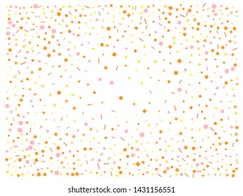 Confetti of light backgrounds. Colored hexagons, stars, ovals wallpaper. Confetti new background blurred.