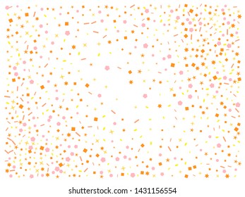 Confetti of light backgrounds. Colored hexagons, stars, ovals lines. Confetti new background defocused.