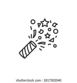 Confetti line icon. Celebration toy. New year celebration. Celebrating moments, details and festive decorations. Christmas and New Year holidays concept. Isolated vector illustration. Editable stroke 