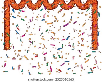 Confetti, mall, orange, background illustration