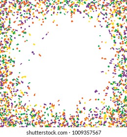 Confetti many colorful pieces, vector illustration isolated on white background.