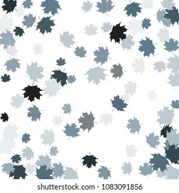 Confetti of multicolored leaves isolated on white background.Falling confetti from minimalistic maple leaves. Abstract leaf for label, card, poster, cover, leaflet, textile design.