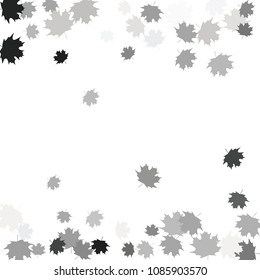 Confetti of multicolored leaves isolated on white background.Falling confetti from minimalistic maple leaves. Abstract leaf for label, card, poster, cover, leaflet, textile design.