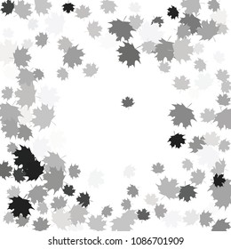 Confetti of multicolored leaves isolated on white background.Falling confetti from minimalistic maple leaves. Abstract leaf for label, card, poster, cover, leaflet, textile design.