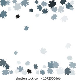 Confetti of multicolored leaves isolated on white background.Falling confetti from minimalistic maple leaves. Abstract leaf for label, card, poster, cover, leaflet, textile design.