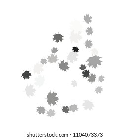 Confetti of multicolored leaves isolated on white background.Falling confetti from minimalistic maple leaves. Abstract leaf for label, card, poster, cover, leaflet, textile design.
