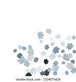 Confetti of multicolored leaves isolated on white background.Falling confetti from minimalistic maple leaves. Abstract leaf for label, card, poster, cover, leaflet, textile design.