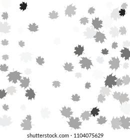 Confetti of multicolored leaves isolated on white background.Falling confetti from minimalistic maple leaves. Abstract leaf for label, card, poster, cover, leaflet, textile design.