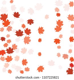 Confetti of multicolored leaves isolated on white background.Falling confetti from minimalistic maple leaves. Abstract leaf for label, card, poster, cover, leaflet, textile design.