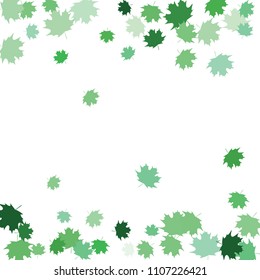 Confetti of multicolored leaves isolated on white background.Falling confetti from minimalistic maple leaves. Abstract leaf for label, card, poster, cover, leaflet, textile design.