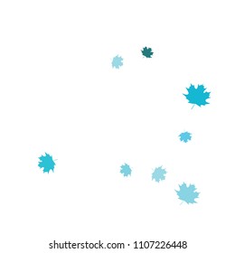 Confetti of multicolored leaves isolated on white background.Falling confetti from minimalistic maple leaves. Abstract leaf for label, card, poster, cover, leaflet, textile design.