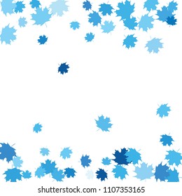 Confetti of multicolored leaves isolated on white background.Falling confetti from minimalistic maple leaves. Abstract leaf for label, card, poster, cover, leaflet, textile design.