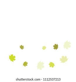 Confetti of multicolored leaves isolated on white background.Falling confetti from minimalistic maple leaves. Abstract leaf for label, card, poster, cover, leaflet, textile design.