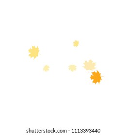 Confetti of multicolored leaves isolated on white background.Falling confetti from minimalistic maple leaves. Abstract leaf for label, card, poster, cover, leaflet, textile design.