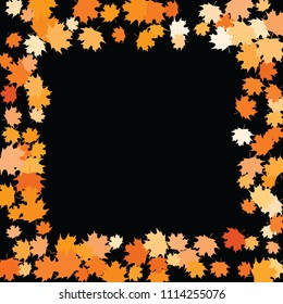 Confetti of multicolored leaves isolated on white background.Falling confetti from minimalistic maple leaves. Abstract leaf for label, card, poster, cover, leaflet, textile design.