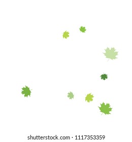 Confetti of multicolored leaves isolated on white background.Falling confetti from minimalistic maple leaves. Abstract leaf for label, card, poster, cover, leaflet, textile design.