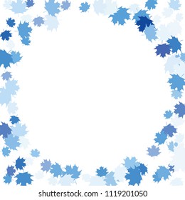 Confetti of multicolored leaves isolated on white background.Falling confetti from minimalistic maple leaves. Abstract leaf for label, card, poster, cover, leaflet, textile design.