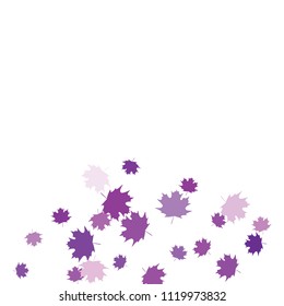 Confetti of multicolored leaves isolated on white background.Falling confetti from minimalistic maple leaves. Abstract leaf for label, card, poster, cover, leaflet, textile design.