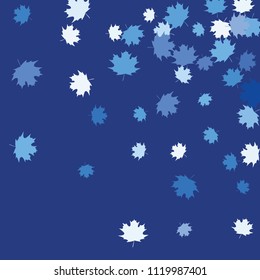 Confetti of multicolored leaves isolated on white background.Falling confetti from minimalistic maple leaves. Abstract leaf for label, card, poster, cover, leaflet, textile design.