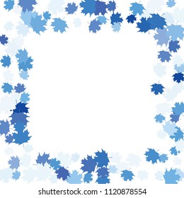 Confetti of multicolored leaves isolated on white background.Falling confetti from minimalistic maple leaves. Abstract leaf for label, card, poster, cover, leaflet, textile design.