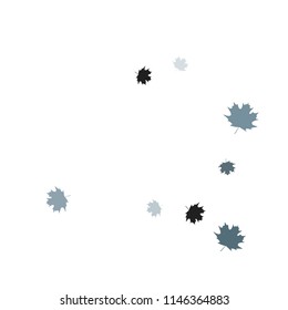 Confetti of multicolored leaves isolated on white background.Falling confetti from minimalistic maple leaves. Abstract leaf for label, card, poster, cover, leaflet, textile design.