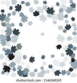 Confetti of multicolored leaves isolated on white background.Falling confetti from minimalistic maple leaves. Abstract leaf for label, card, poster, cover, leaflet, textile design.