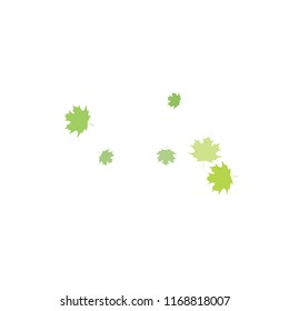 Confetti of multicolored leaves isolated on white background.Falling confetti from minimalistic maple leaves. Abstract leaf for label, card, poster, cover, leaflet, textile design.