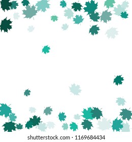 Confetti of multicolored leaves isolated on white background.Falling confetti from minimalistic maple leaves. Abstract leaf for label, card, poster, cover, leaflet, textile design.
