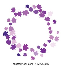 Confetti of multicolored leaves isolated on white background.Falling confetti from minimalistic maple leaves. Abstract leaf for label, card, poster, cover, leaflet, textile design.