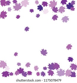 Confetti of multicolored leaves isolated on white background.Falling confetti from minimalistic maple leaves. Abstract leaf for label, card, poster, cover, leaflet, textile design.