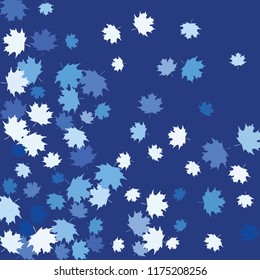 Confetti of multicolored leaves isolated on white background.Falling confetti from minimalistic maple leaves. Abstract leaf for label, card, poster, cover, leaflet, textile design.
