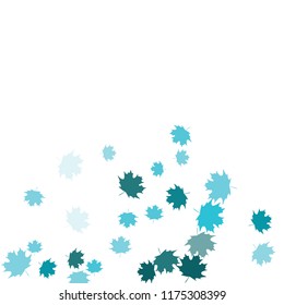 Confetti of multicolored leaves isolated on white background.Falling confetti from minimalistic maple leaves. Abstract leaf for label, card, poster, cover, leaflet, textile design.