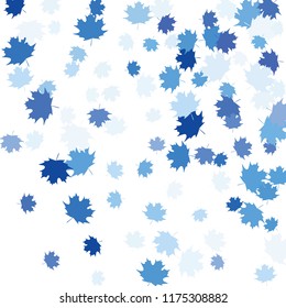 Confetti of multicolored leaves isolated on white background.Falling confetti from minimalistic maple leaves. Abstract leaf for label, card, poster, cover, leaflet, textile design.