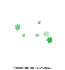 Confetti of multicolored leaves isolated on white background.Falling confetti from minimalistic maple leaves. Abstract leaf for label, card, poster, cover, leaflet, textile design.