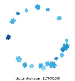 Confetti of multicolored leaves isolated on white background.Falling confetti from minimalistic maple leaves. Abstract leaf for label, card, poster, cover, leaflet, textile design.