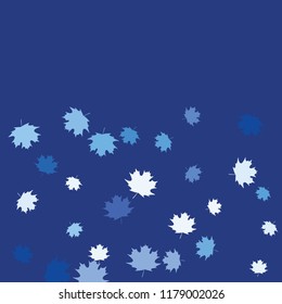 Confetti of multicolored leaves isolated on white background.Falling confetti from minimalistic maple leaves. Abstract leaf for label, card, poster, cover, leaflet, textile design.