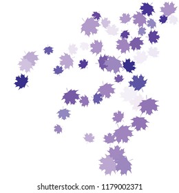 Confetti of multicolored leaves isolated on white background.Falling confetti from minimalistic maple leaves. Abstract leaf for label, card, poster, cover, leaflet, textile design.