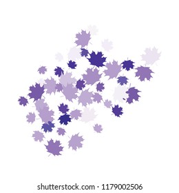 Confetti of multicolored leaves isolated on white background.Falling confetti from minimalistic maple leaves. Abstract leaf for label, card, poster, cover, leaflet, textile design.