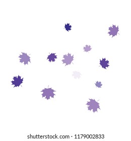 Confetti of multicolored leaves isolated on white background.Falling confetti from minimalistic maple leaves. Abstract leaf for label, card, poster, cover, leaflet, textile design.