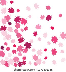 Confetti of multicolored leaves isolated on white background.Falling confetti from minimalistic maple leaves. Abstract leaf for label, card, poster, cover, leaflet, textile design.