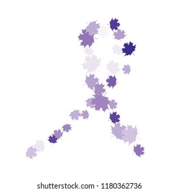 Confetti of multicolored leaves isolated on white background.Falling confetti from minimalistic maple leaves. Abstract leaf for label, card, poster, cover, leaflet, textile design.