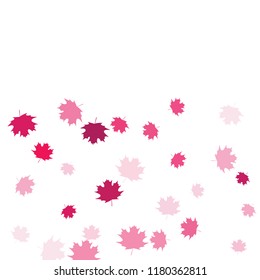 Confetti of multicolored leaves isolated on white background.Falling confetti from minimalistic maple leaves. Abstract leaf for label, card, poster, cover, leaflet, textile design.