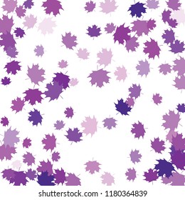 Confetti of multicolored leaves isolated on white background.Falling confetti from minimalistic maple leaves. Abstract leaf for label, card, poster, cover, leaflet, textile design.