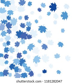Confetti of multicolored leaves isolated on white background.Falling confetti from minimalistic maple leaves. Abstract leaf for label, card, poster, cover, leaflet, textile design.